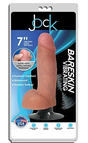 JOCK 7" Bareskin Vibrating Dong with Balls Vanilla - Take A Peek