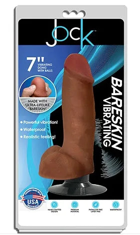 JOCK 7" Bareskin Vibrating Dong with Balls Latte - Take A Peek
