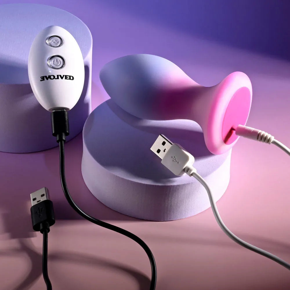 Evolved PARADISE PLUG - Pink/Purple 10.5 cm USB Rechargeable Vibrating Butt Plug with Wireless Remote - Take A Peek