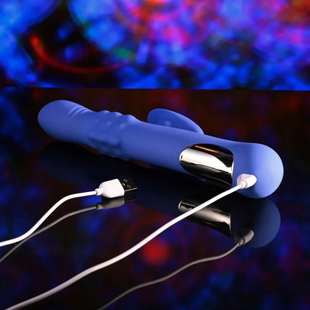 Evolved POP GOES THE O - 24.7 cm USB Rechargeable Thrusting & Bulging Rabbit Vibrator - Take A Peek