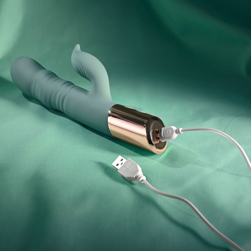 Evolved THE SHIMMY - USB Rechargeable Thrusting Rabbit Vibrator - Take A Peek