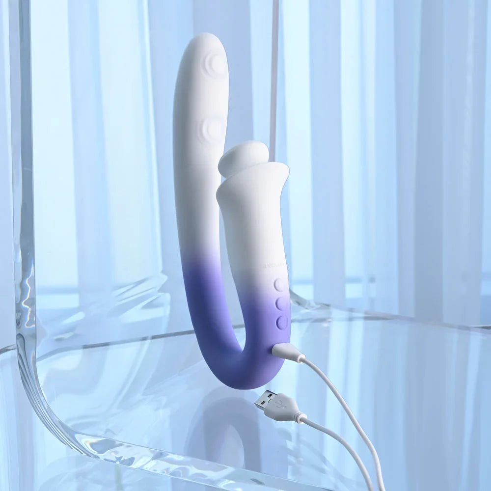 Evolved SPRING LOADED - /Purple 23 cm USB Rechargeable Multi-Tapping Vibrator - Take A Peek