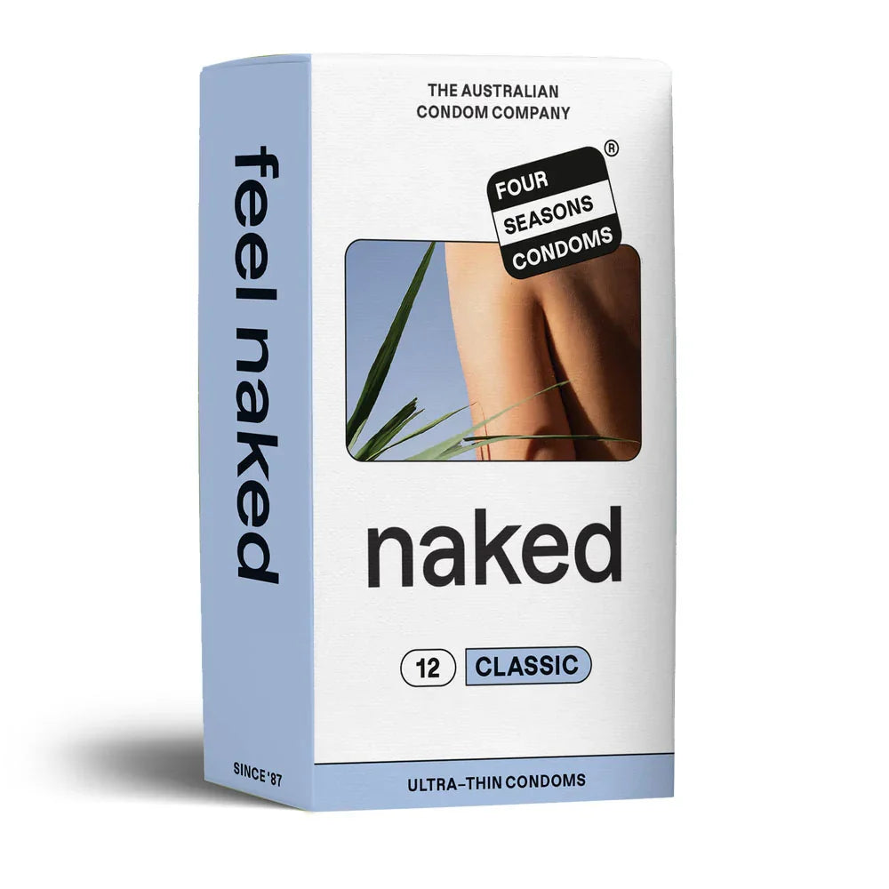 Four Seasons Naked Classic Condoms - Ultra Thin Lubricated Condoms - 12 Pack - Take A Peek