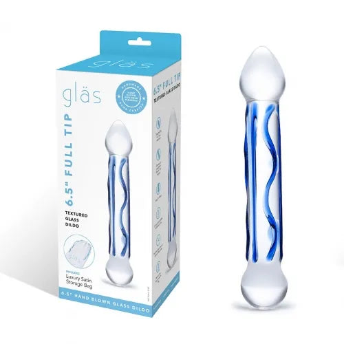 6.5" Full Tip Textured Glass Dildo - Take A Peek