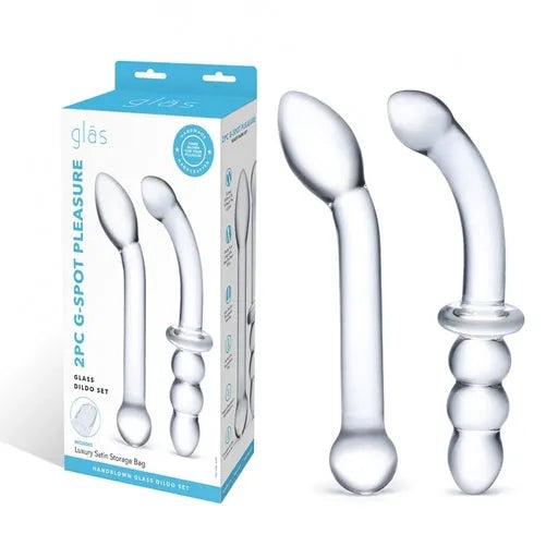 2Pc G-Spot Pleasure Glass Dildo Set - Take A Peek