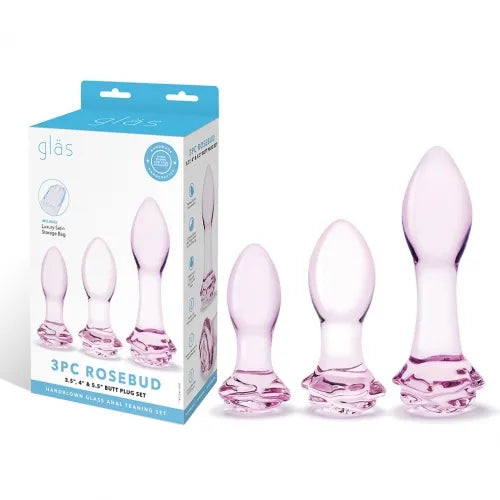 3PC Rosebud Butt Plug Set - Take A Peek