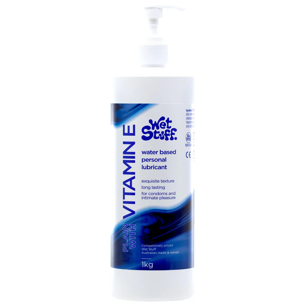 Wet Stuff Plain - 1kg Pump - Water Based Lubricant with Vitamin E - 1 kg Bottle - Take A Peek