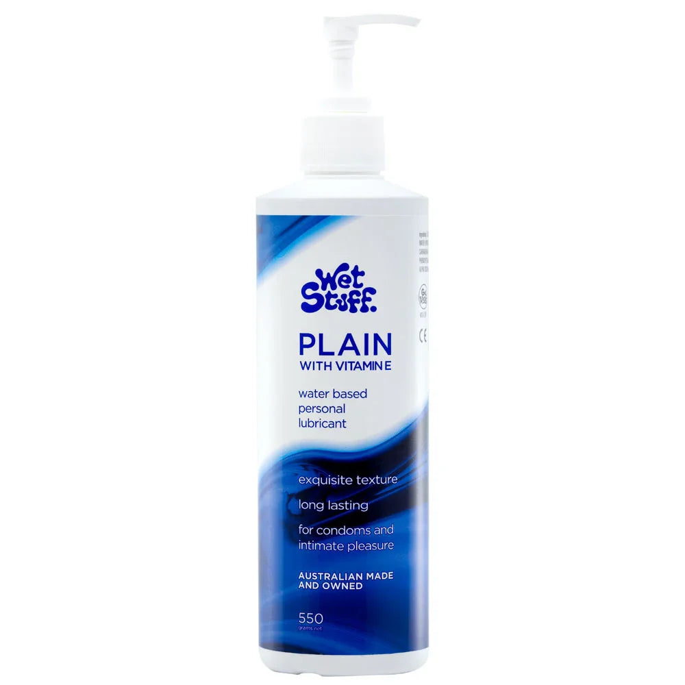 Wet Stuff Plain - 550g Pump - Water Based Lubricant with Vitamin E - 550 gram Pump Bottle - Take A Peek