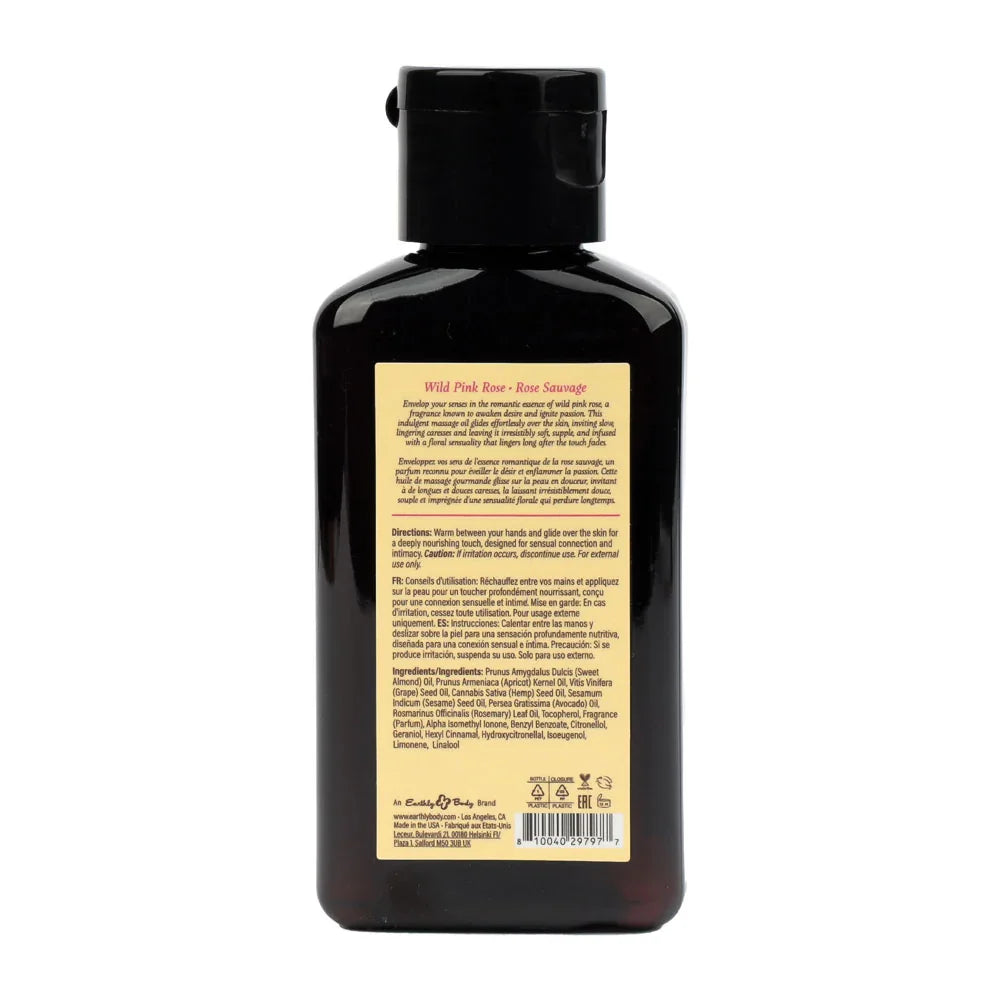 EB Hemp Seed Massage Oil WILD PINK ROSE - 60 ml - Wild Pink Rose Scented Massage Oil - 60 ml Bottle - Take A Peek