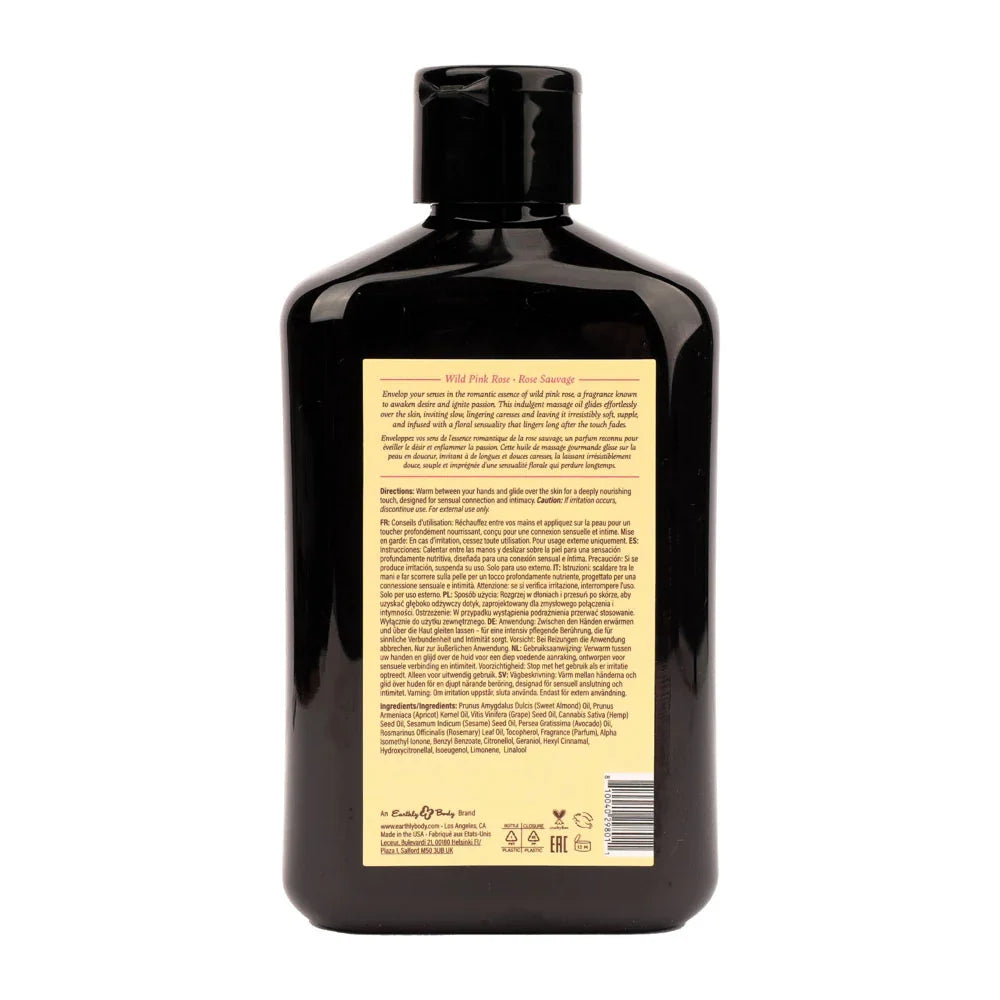 EB Hemp Seed Massage Oil WILD PINK ROSE - 250 ml - Wild Pink Rose Scented Massage Oil - 250 ml Bottle - Take A Peek