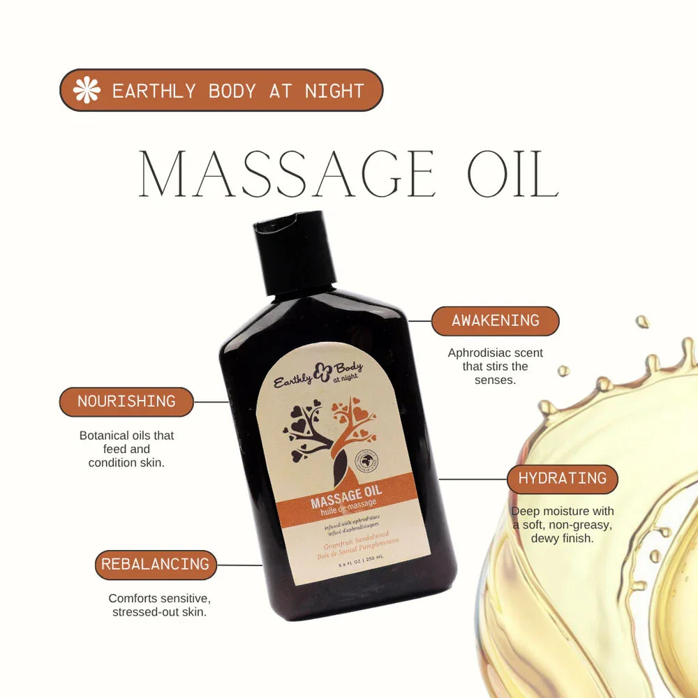 EB Hemp Seed Massage Oil GRAPEFRUIT SANDALWOOD - 250 ml - Grapefruit Sandalwood Scented Massage Oil - 250 ml Bottle - Take A Peek