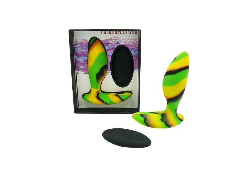 Colourful Camo IDYLIC Remote Control Butt Plug Yellow - Take A Peek