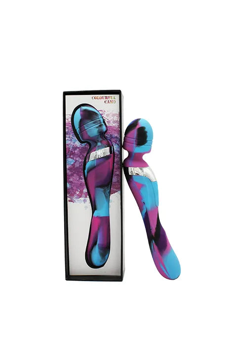Colourful Camo Beja 2in1 Vibrator Blue - Take A Peek