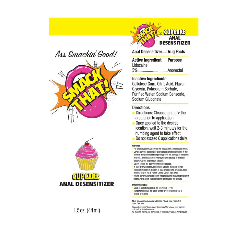 Smack That! Anal Desensitiser - Cupcake - Cupcake Flavoured Anal Desensitiser - 44 ml Tube - Take A Peek