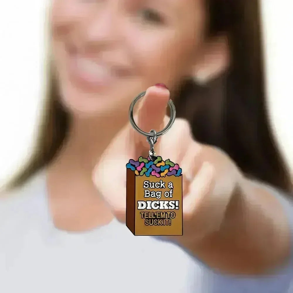 Super Fun Key Chain - Suck A Bag - Novelty Keychain - Take A Peek
