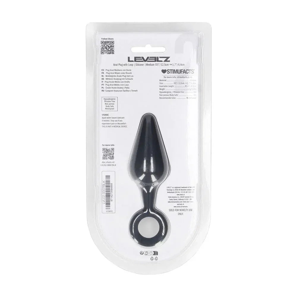 LEVELZ Silicone Anal Plug with Loop - Medium - - Medium Butt Plug - Take A Peek