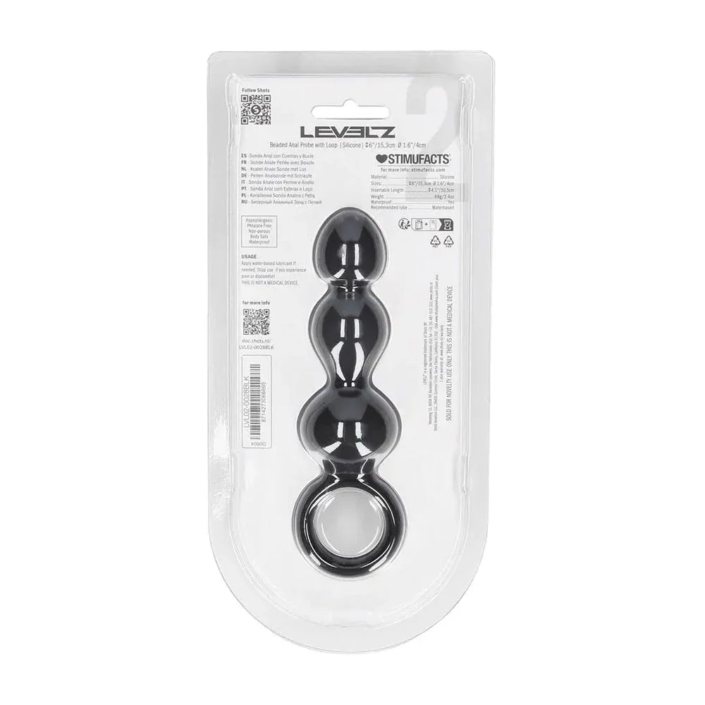 LEVELZ Beaded Silicone Anal Probe with Loop - 15.3 cm Beaded Anal Plug - Take A Peek