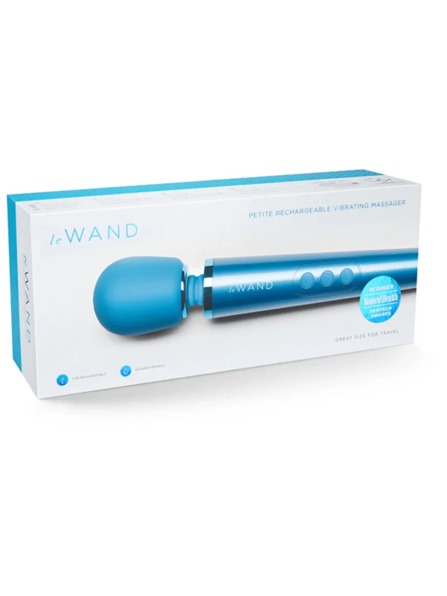 LE WAND PETITE RECHARGEABLE VIBRATING MASSAGER BLUE - Take A Peek