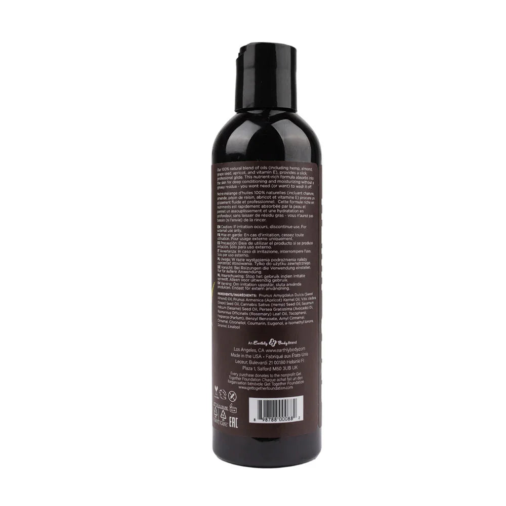Hemp Seed Massage & Body Oil - Nag Champa (East Indian Incense) Scented - 237 ml Bottle - Take A Peek