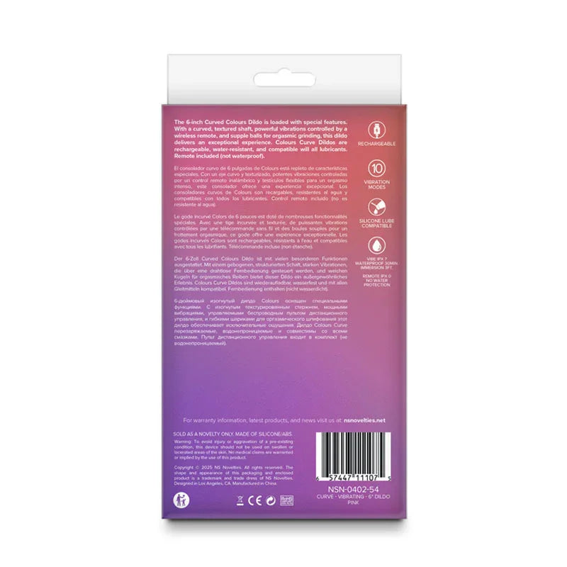 Colours Curve - Vibrating 6'' Dildo - - 16.4 cm USB Rechargeable Vibrating Dildo with Wireless Remote - Take A Peek