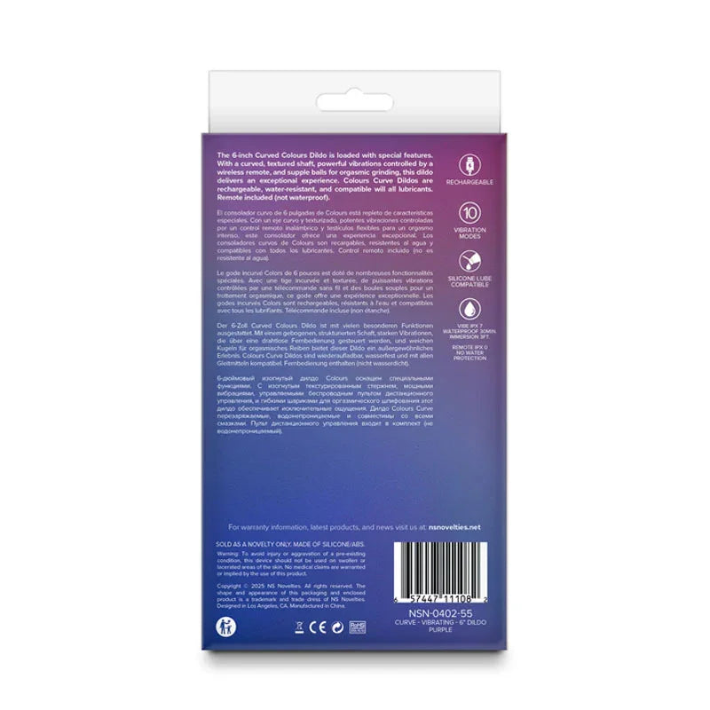 Colours Curve - Vibrating 6'' Dildo - - 16.4 cm USB Rechargeable Vibrating Dildo with Wireless Remote - Take A Peek
