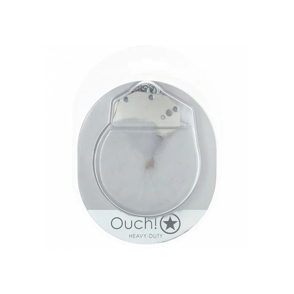 OUCH! Heavy-Duty Fluffy Cuffs - White - White Fluffy Restraints