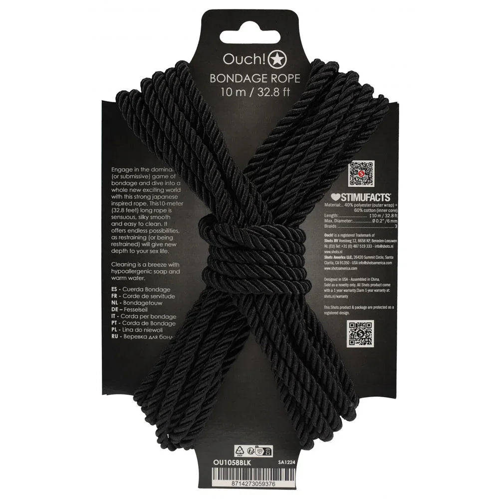 OUCH! Bondage Rope - 10 M - - Nylon Bondage Rope - 10 metre Length - Take A Peek