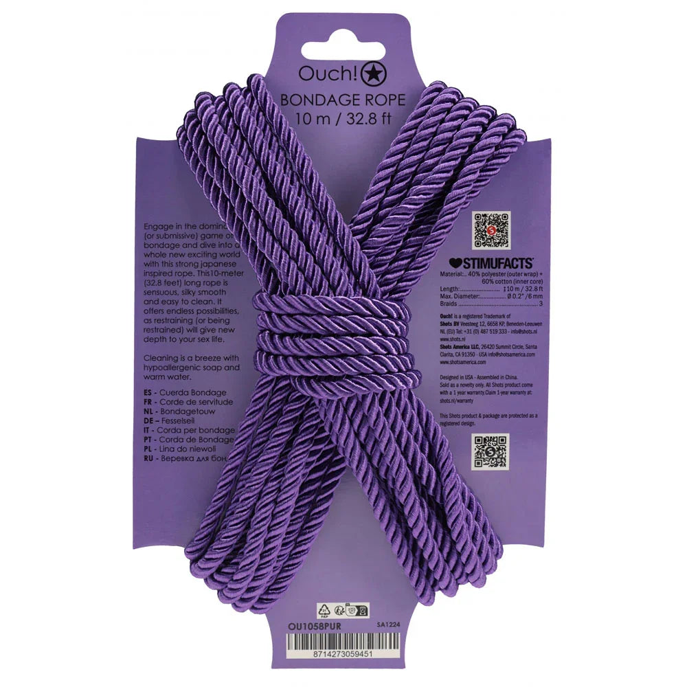 OUCH! Bondage Rope - 10 M - - Nylon Bondage Rope - 10 metre Length - Take A Peek