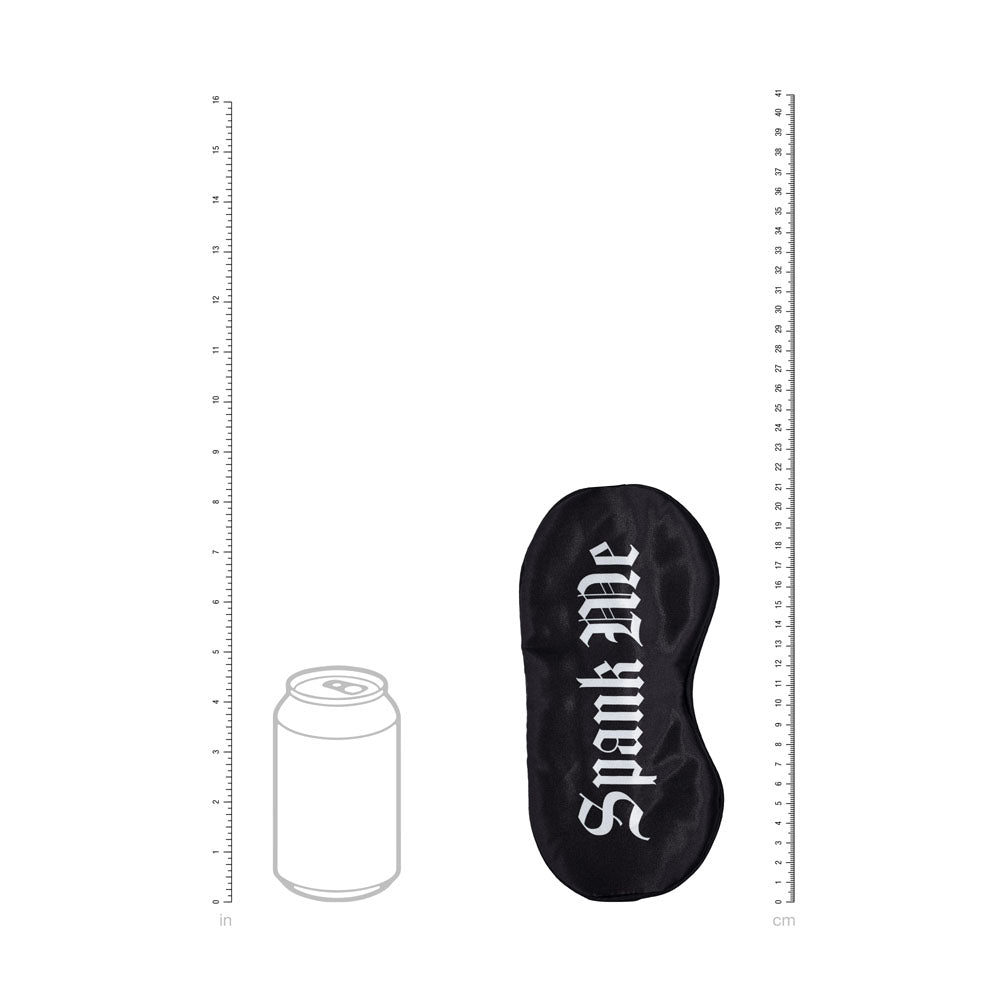 OUCH! Satin Mask - Spank Me - Black Printed Eye Mask