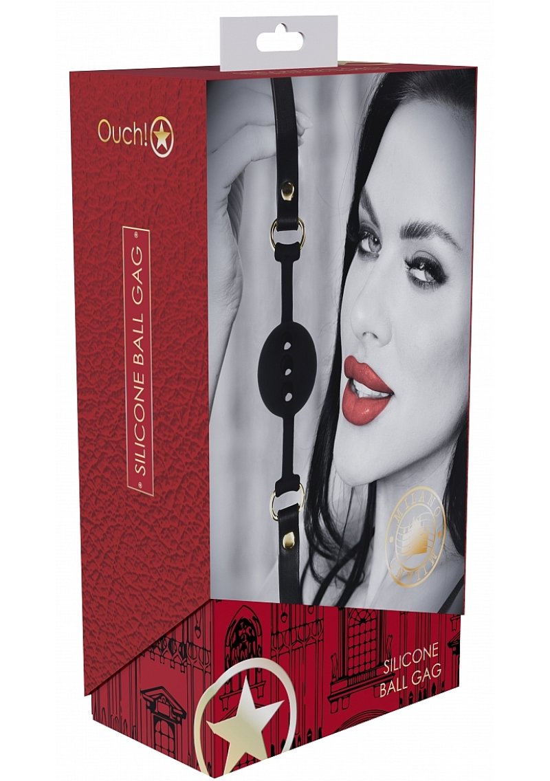 Ouch! Milan Collection - Silicone Ball Gag-OU968BLKRD