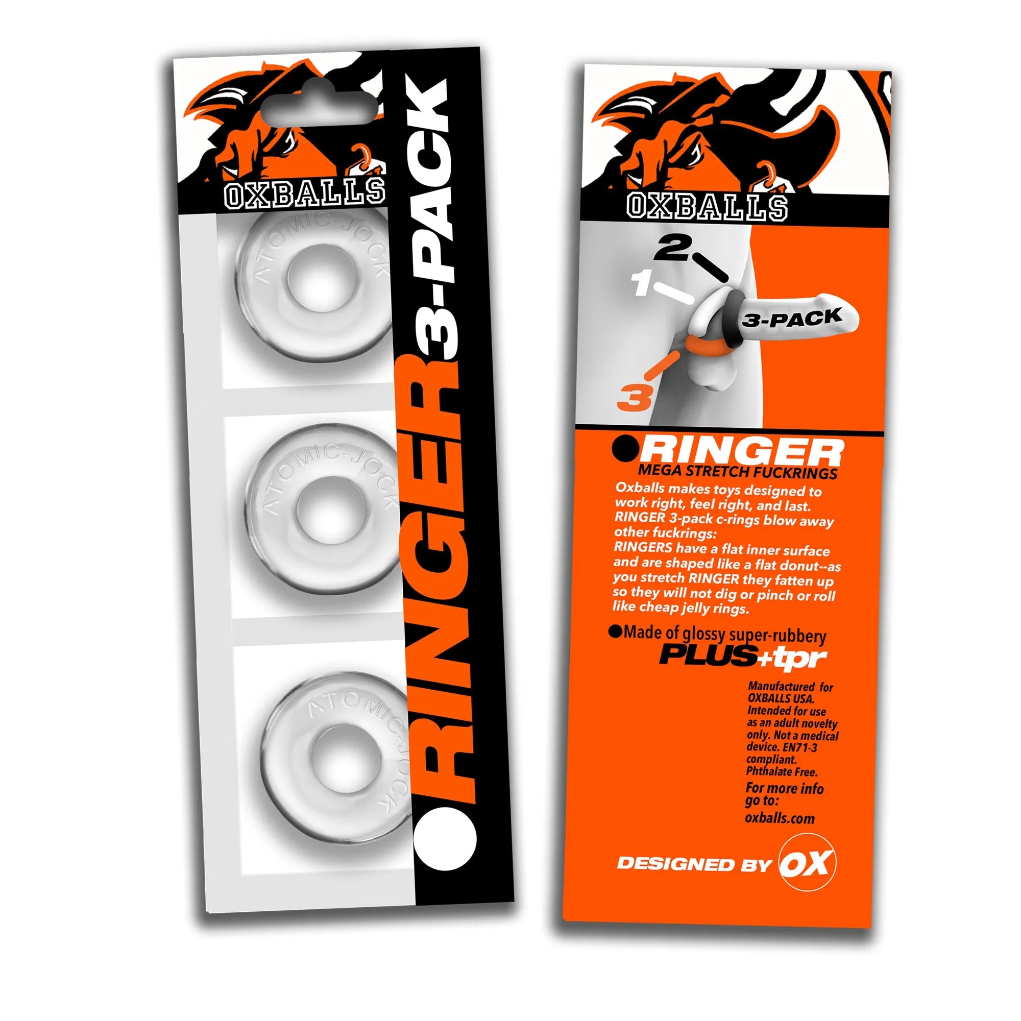 OXBALLS RINGER 3-pack of DO-NUT-1 cockrings CLEAR - Take A Peek