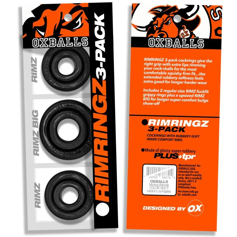 OXBALLS RIMRINGZ multi size 3-pack BLACK-OX-3206-BLK