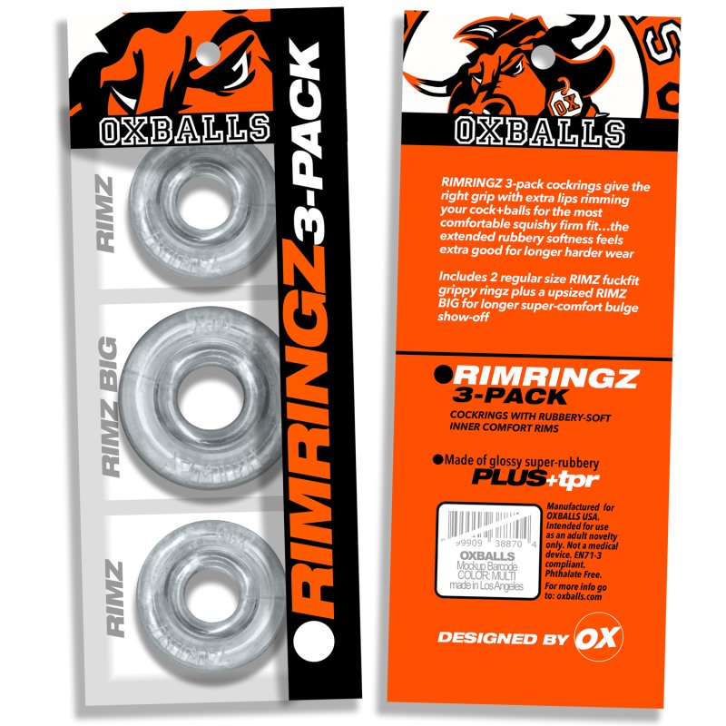 OXBALLS RIMRINGZ multi size 3-pack CLEAR-OX-3206-CLR