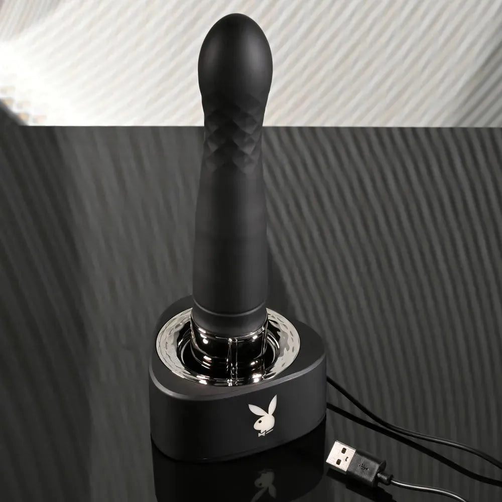 Playboy Pleasure PLEASURE ZONE - 21.4 cm Rechargeable Vibrator with USB Charging Dock - Take A Peek