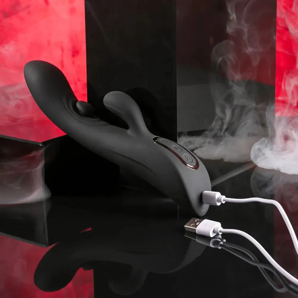 Playboy Pleasure THATS THE SPOT - 23.3 cm USB Rechargeable Rabbit Vibrator with G-Spot Tapper - Take A Peek