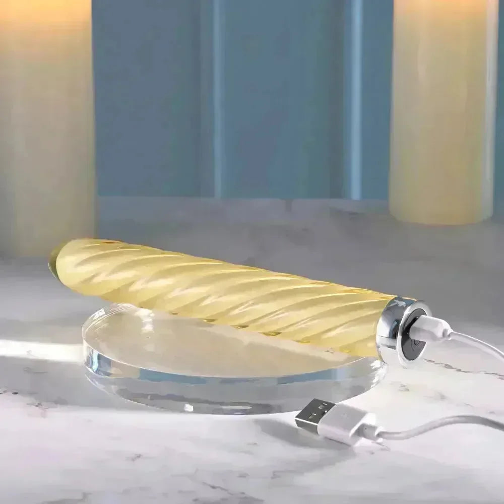 Playboy Pleasure TWIST OF FATE - Glass 17.5 cm USB Rechargeable Vibrator - Take A Peek