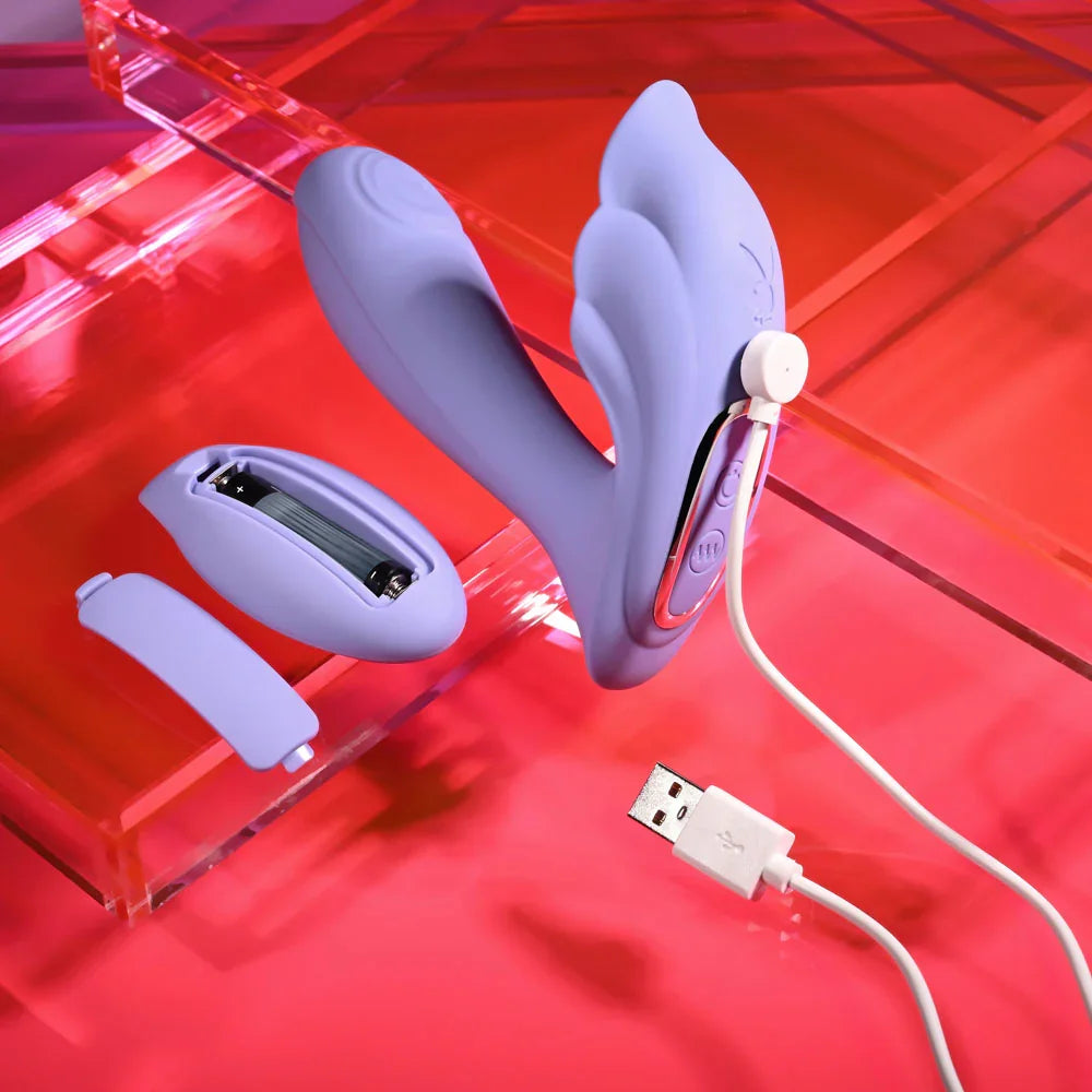 Playboy Pleasure LILAC FANTASY - 13.5 cm USB Rechargeable Tapping Vibrator with Remote - Take A Peek