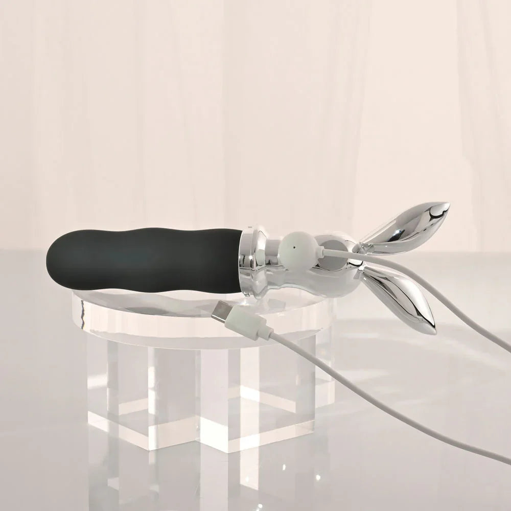 Playboy Pleasure BUNNY ON THE GO - /Chrome 18.6 cm USB-C Rechargeable Vibrator - Take A Peek