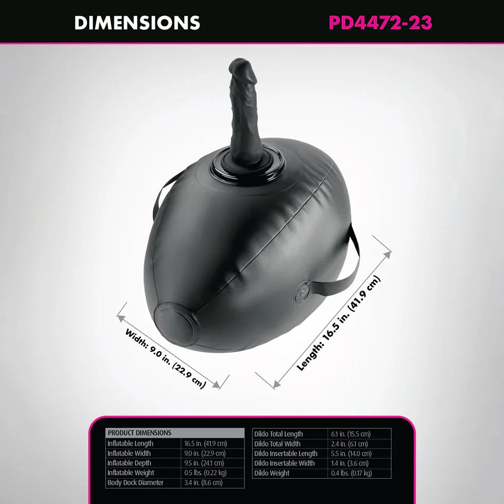Fetish Fantasy Series Body Dock Inflatable Love Ball - Black Inflatable Cushion with Black 15.2 cm Dildo - Take A Peek