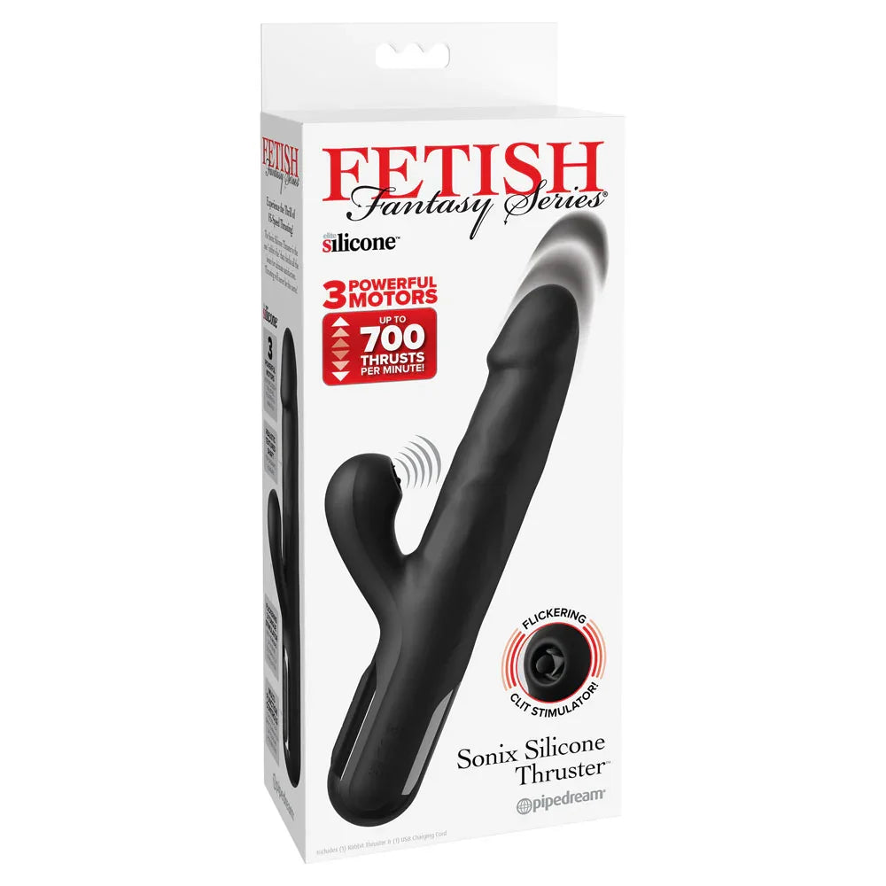 FFS Sonix Silicone Thruster - 22 cm USB Rechargeable Thrusting Vibrator with Flicking Clit Stim - Take A Peek