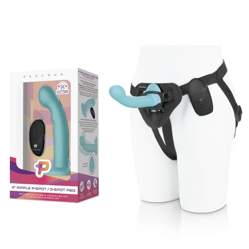 Pegasus 6” Remote Control Ripple P-Spot G-Spot Silicone Peg with Harness included - Take A Peek