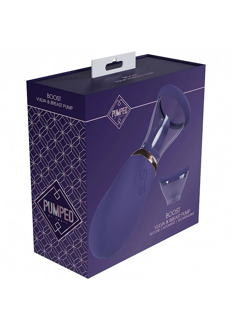 Pumped - Boost - Automatic - 13-Speed - Silicone - Rechargeable Vulva & Breast Pump - Purple - Take A Peek
