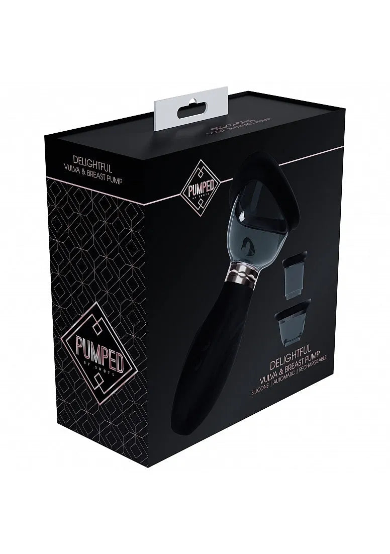 Pumped - Delightful - Automatic - 5 Speed - Silicone - Rechargeable Vulva, Clitoral, Nipple & Breast - Black - Take A Peek