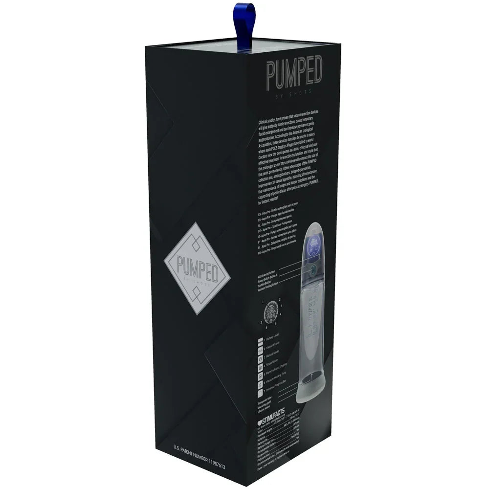 PUMPED Aqua-Pro Auto Pump - Grey - Grey/Clear USB Rechargeable AI-Enabled Submersible Auto Penis Pump - Take A Peek