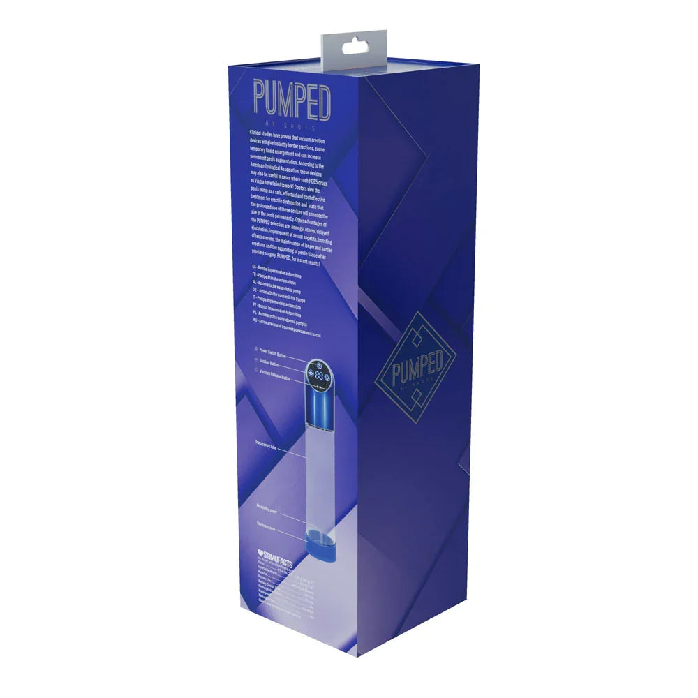 PUMPED Automatic Waterproof Pump - Metal Blue - Blue/Clear USB Rechargeable Automatic Penis Pump