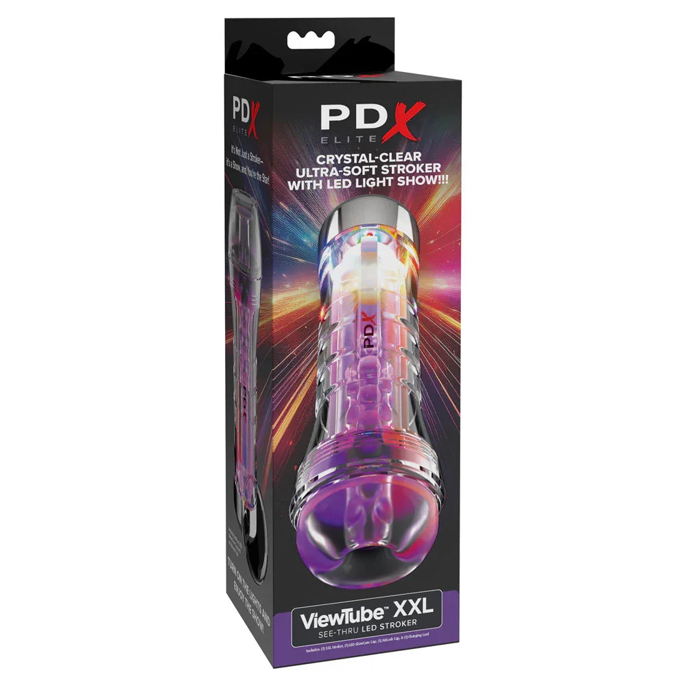 PDX Elite ViewTube XXL LED Stroker - Clear Stroker with LED Lights - Take A Peek