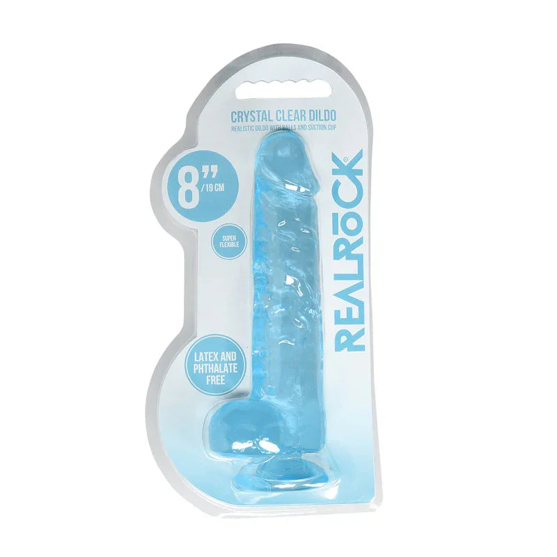 REALROCK 8'' Realistic Dildo With Balls - Blue 20.3 cm Dong