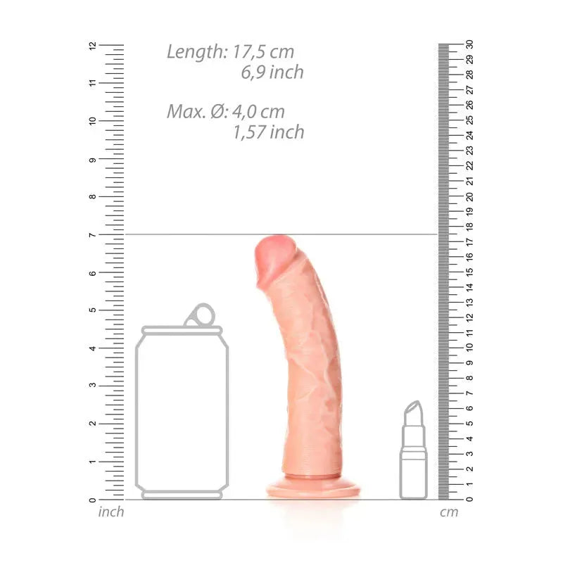 REALROCK Realistic Regular Curved Dildo with Suction Cup - 15.5 cm - Take A Peek