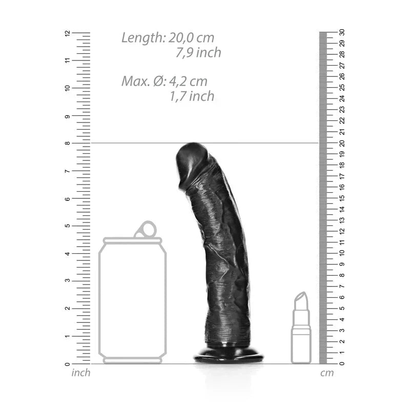 REALROCK Realistic Regular Curved Dildo with Suction Cup - 18 cm - 18 cm (7'') Dong - Take A Peek