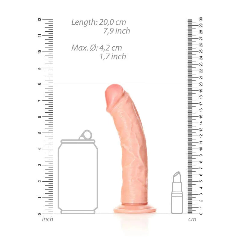 REALROCK Realistic Regular Curved Dildo with Suction Cup - 18 cm - Take A Peek